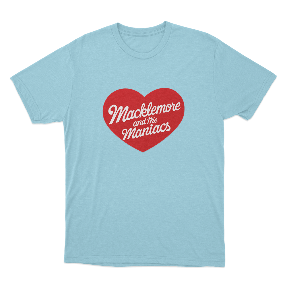 Macklemore And The Maniacs Heart Unisex T Shirt Sky Blue Macklemore And The Maniacs Heart Unisex T Shirt Sky Blue