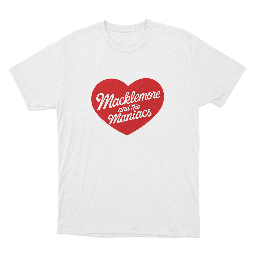 Macklemore And The Maniacs Heart Unisex T Shirt White Macklemore And The Maniacs Heart Unisex T Shirt White