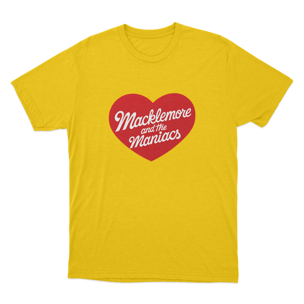 Macklemore And The Maniacs Heart Unisex T Shirt Yellow Macklemore And The Maniacs Heart Unisex T Shirt Yellow